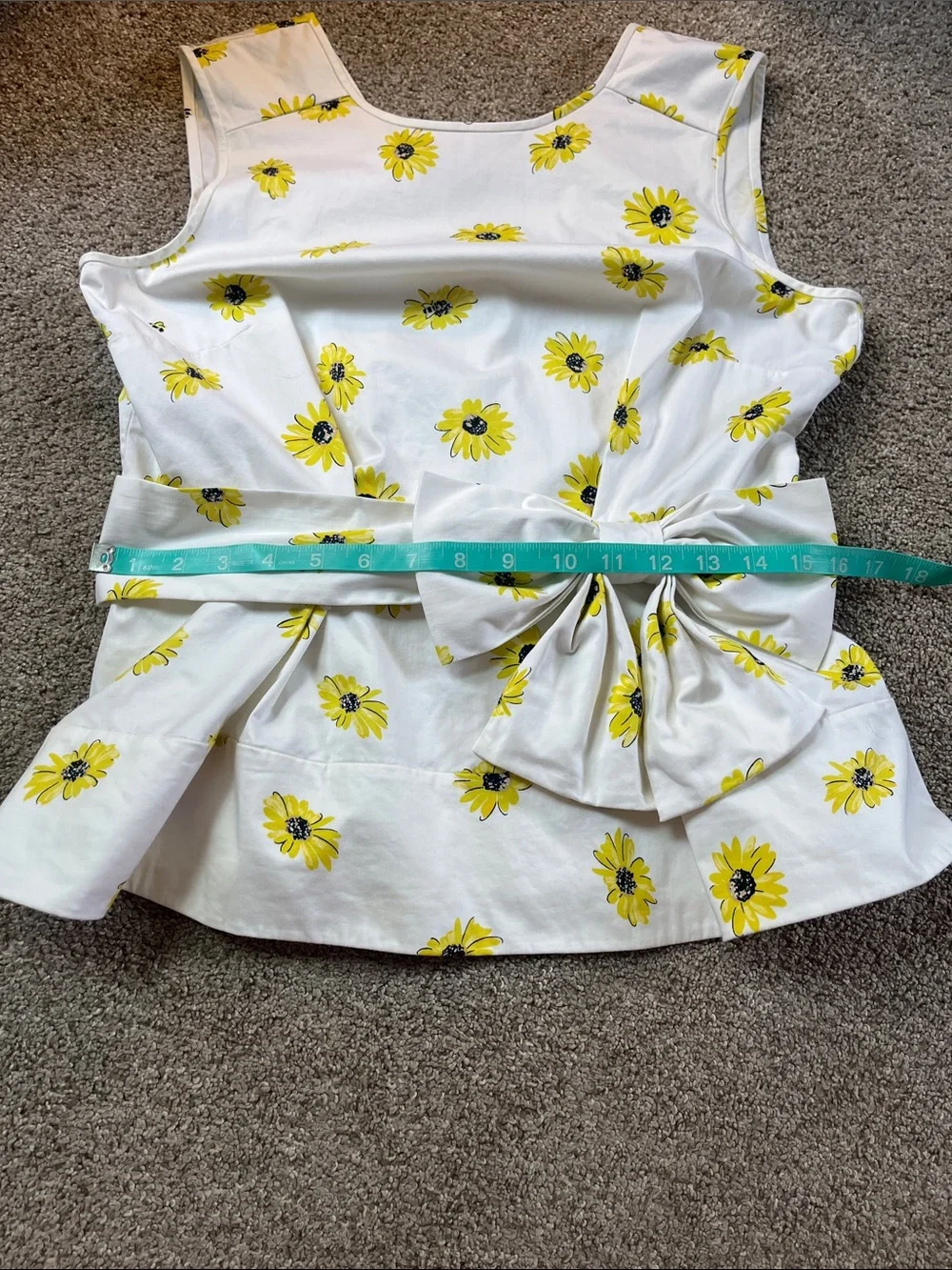 🌻🌻🌻Kate Spade Cotton Sateen Poplin Big Bow Sunflower Blouse sz8 EUC